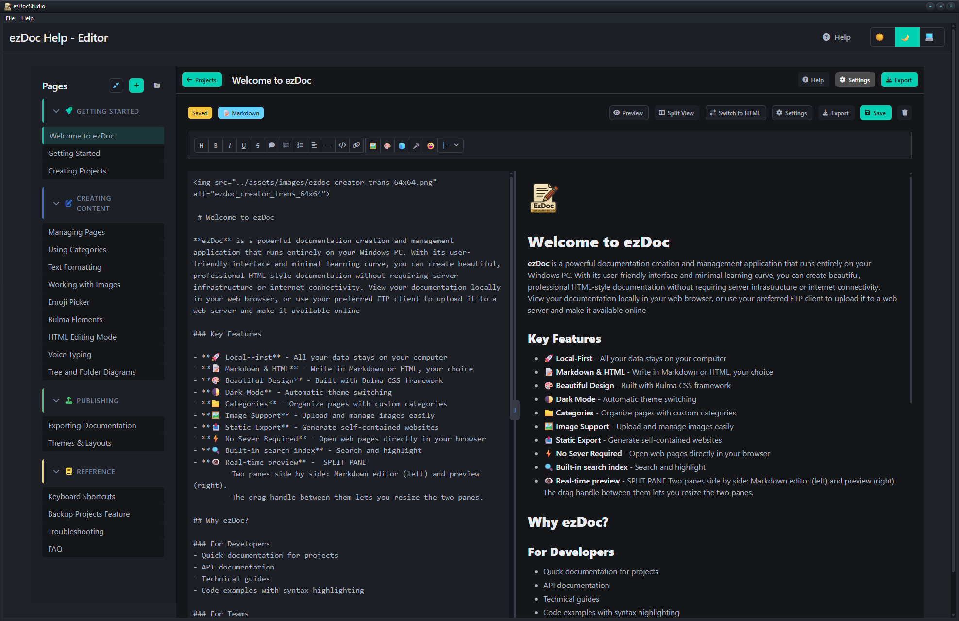 ezDoc Studio application screenshot